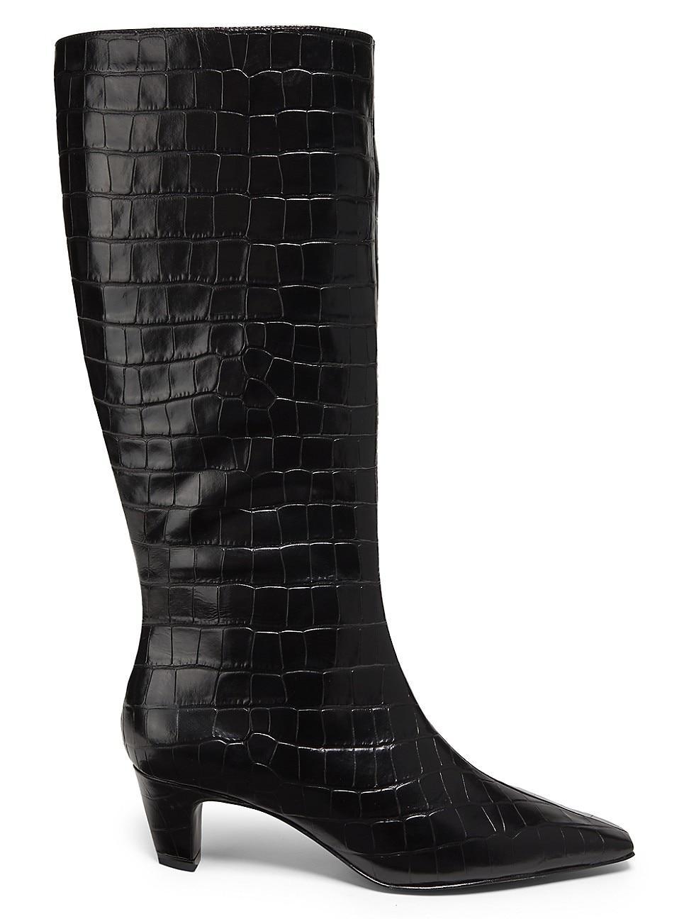 Womens Dellia 65MM Crocodile-Embossed Leather Boots Product Image