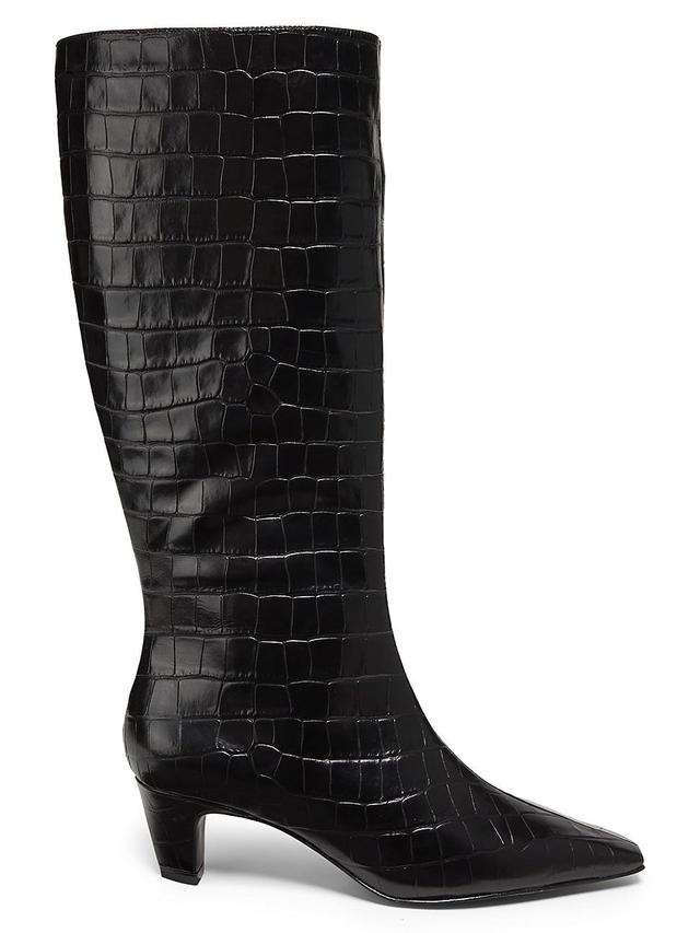 Womens Dellia 65MM Crocodile-Embossed Leather Boots Product Image