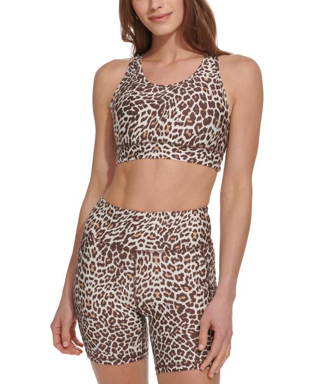 Dkny Sport Womens Animal-Print Low-Impact Strappy Sports Bra Product Image