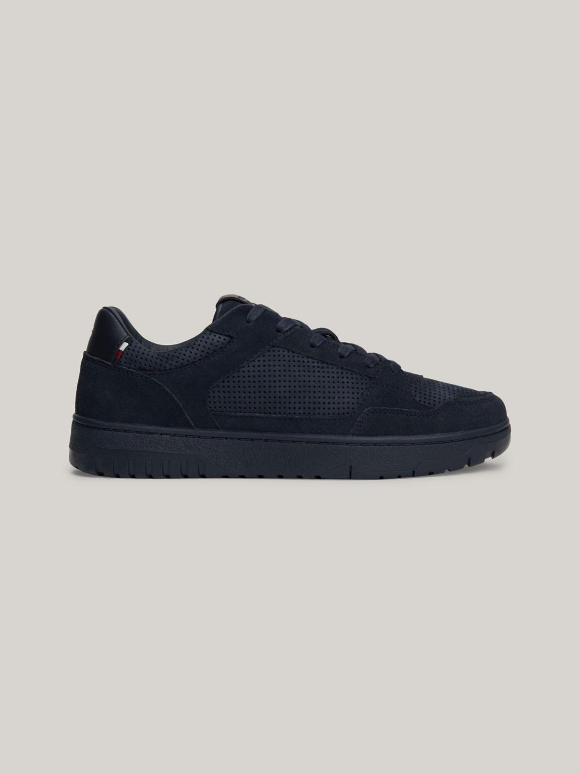 Tommy Hilfiger Men's Perforated Panel Leather Sneaker - Navy - US 12 / EU 46 Product Image