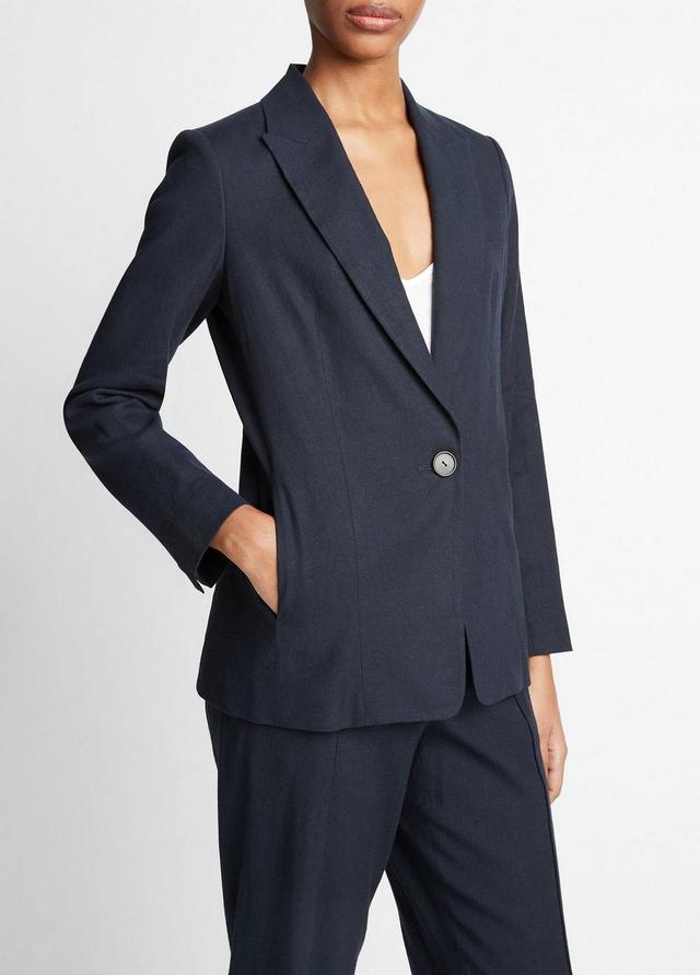 Linen-Blend Single-Breasted Blazer Product Image