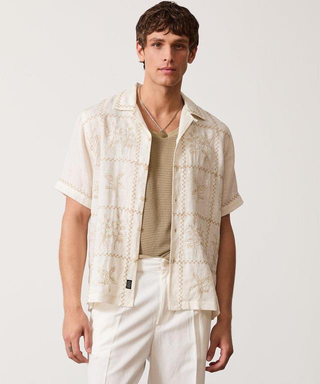 Tropical Embroidered Shirt in Cream Product Image