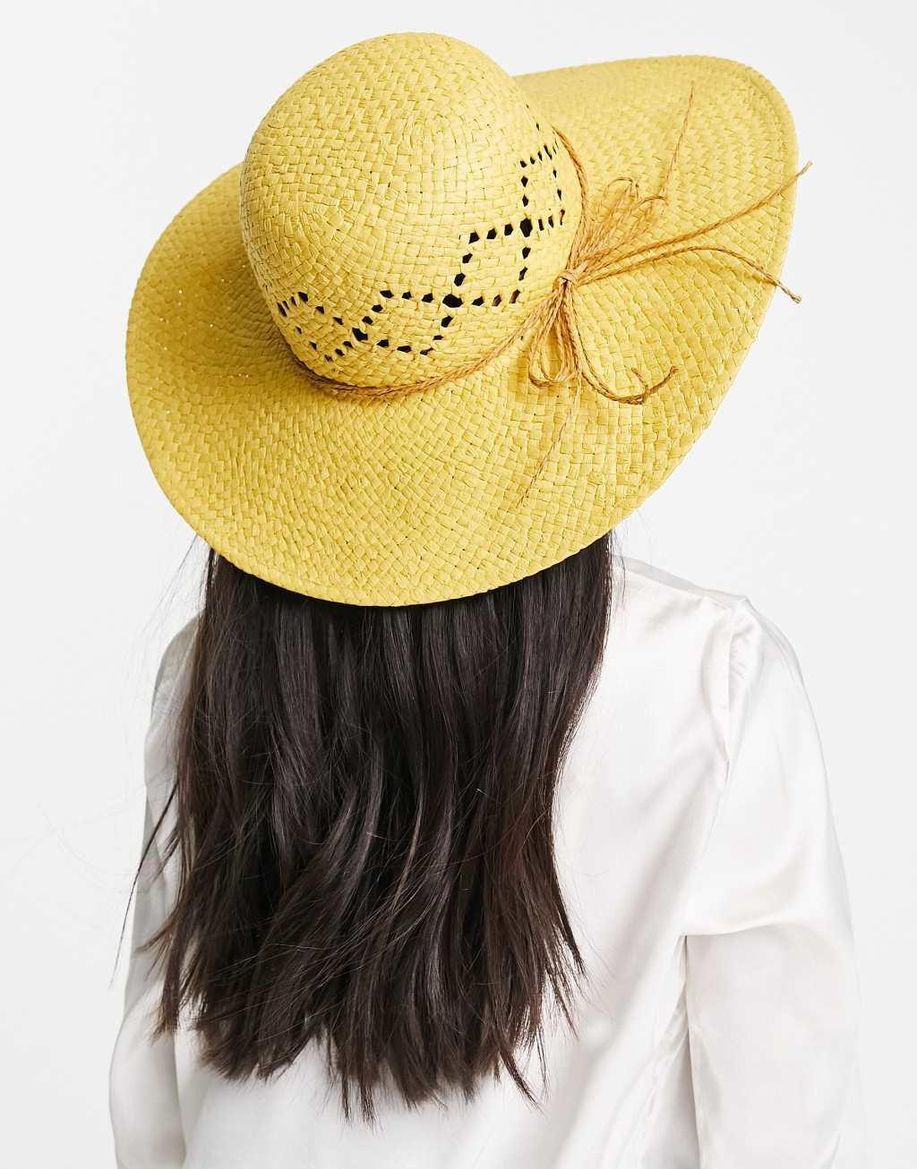 Boardmans paper straw floppy hat with tie detail in natural Product Image