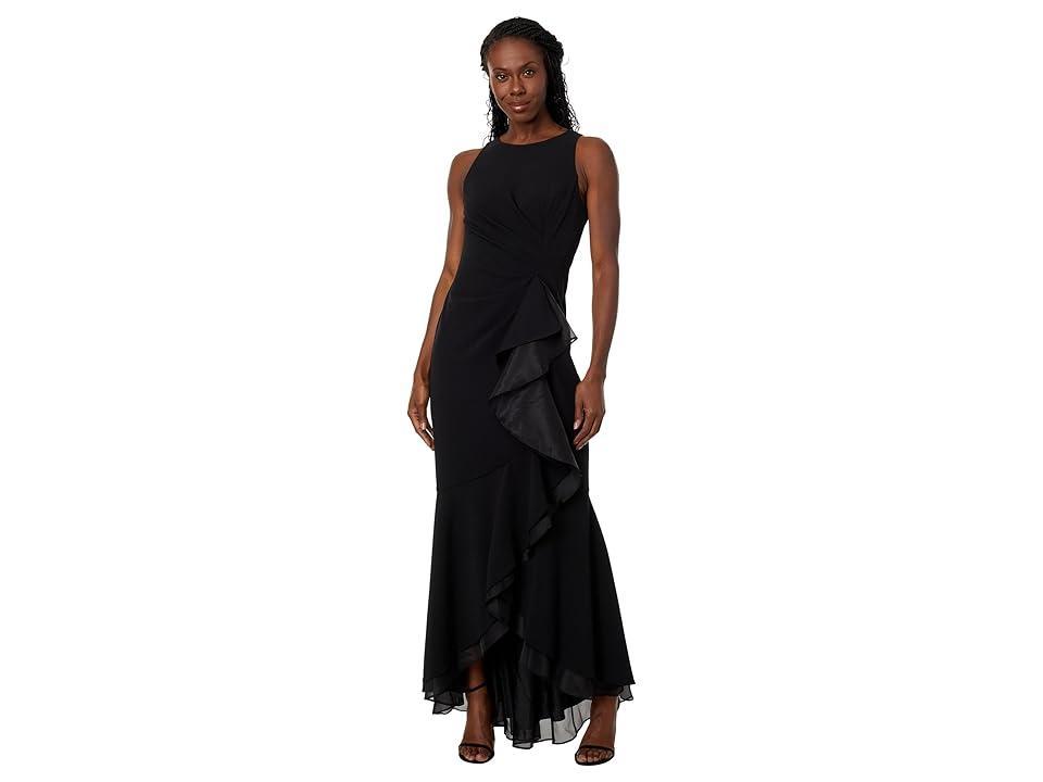 Adrianna Papell Crew Neck Sleeveless Cascading Ruffle High Product Image