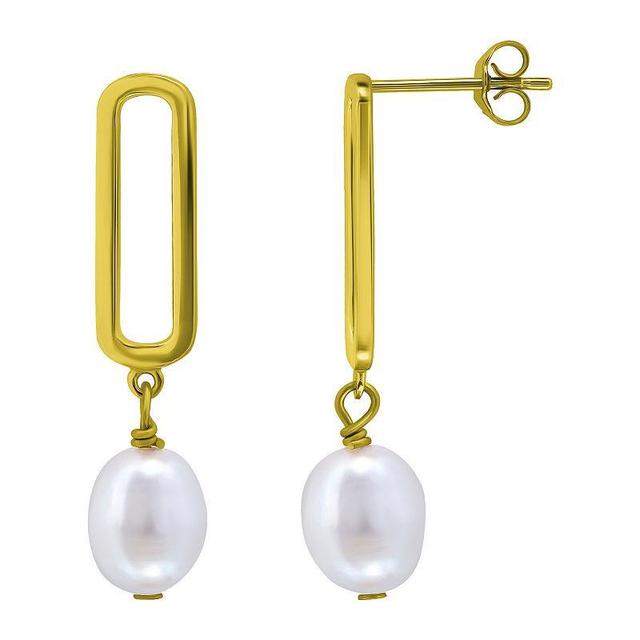 Aleure Precioso Sterling Silver Freshwater Cultured Pearl Drop Earrings, Womens, Gold Tone Product Image