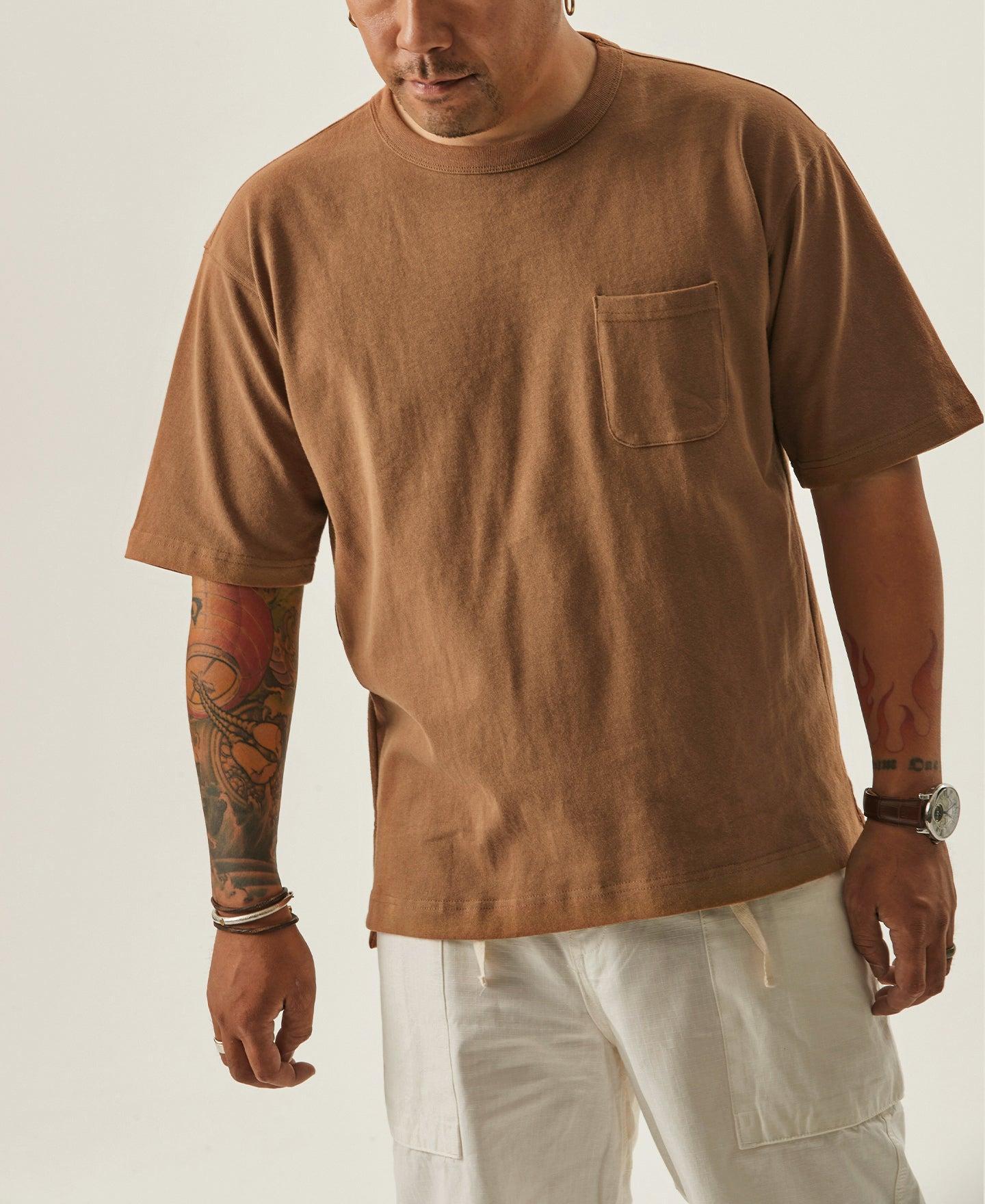 9.8 oz Cotton Classic Pocket T-Shirt - Light Brown　 Product Image