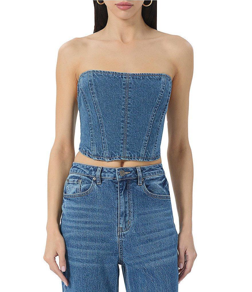 AFRM Bennett Denim Sleeveless Corset Top Product Image