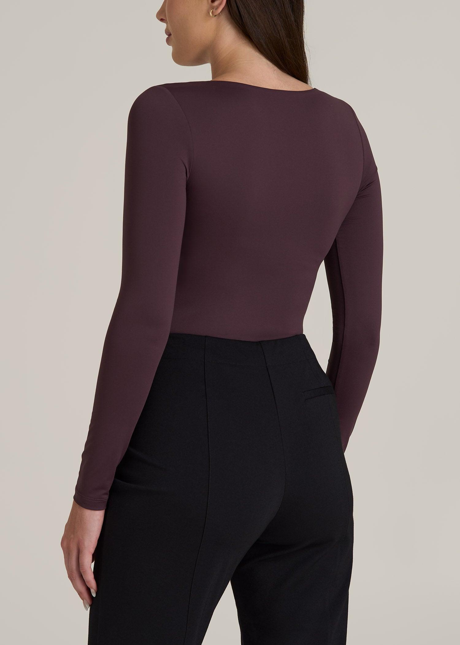 Long Sleeve Square Neck Bodysuit for Tall Women in Deep Purple Product Image