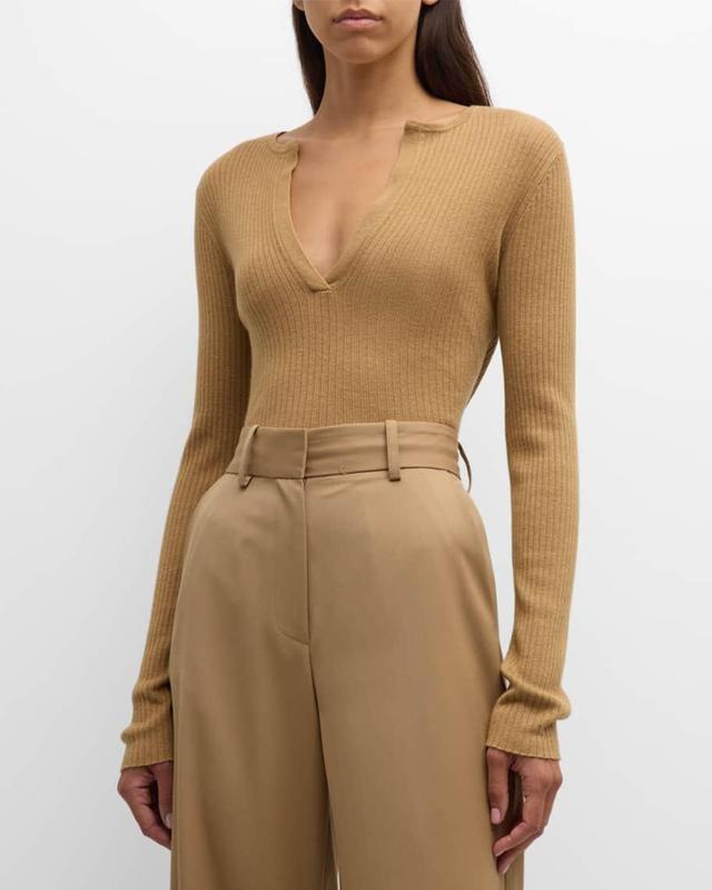 Urlo V-Neck Long-Sleeve Silk-Cashmere Rib Sweater  Product Image