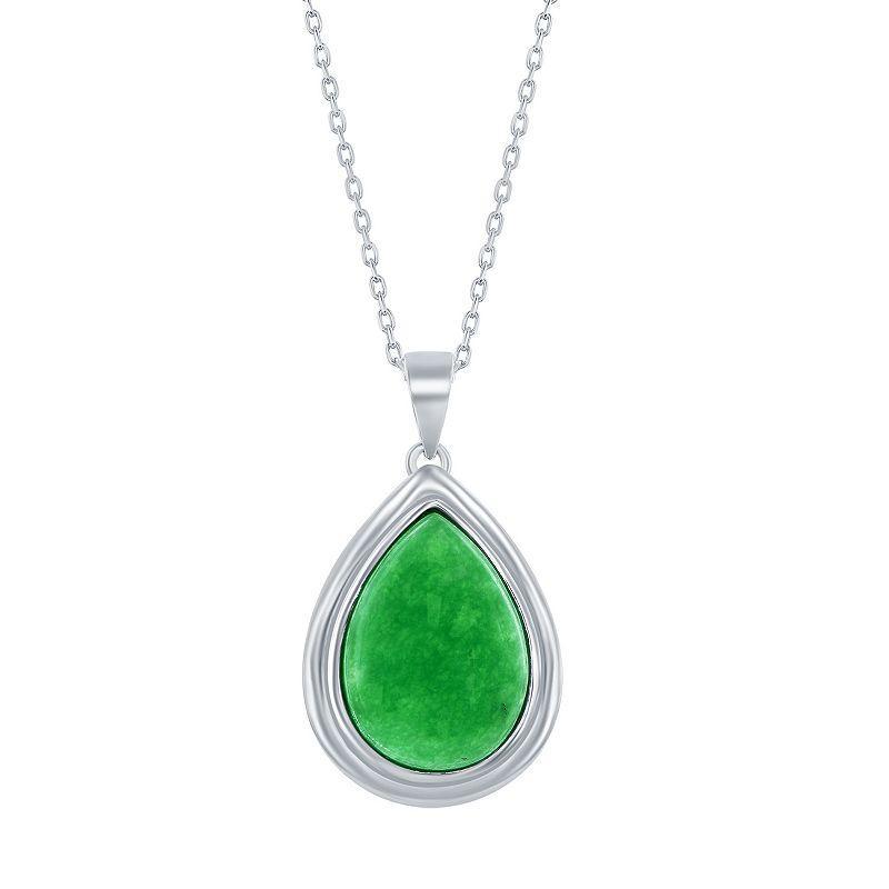 Simona Sterling Silver, 10X14Mm Pear-Shaped Jade Pendant, Green Product Image