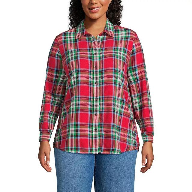 Plus Size Lands End Plaid Boyfriend Flannel Shirt, Womens Product Image