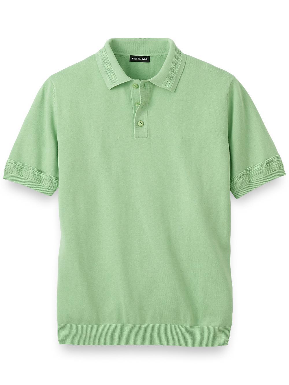 Cotton Three Button Polo - Ivory Product Image