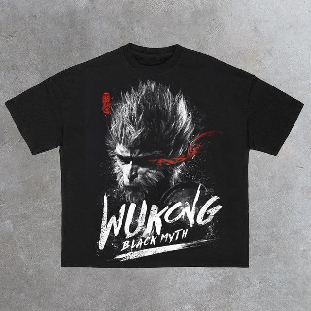 Sopula Men's Black Myth Wukong Graphic 100% Cotton Short Sleeve T-Shirt Product Image