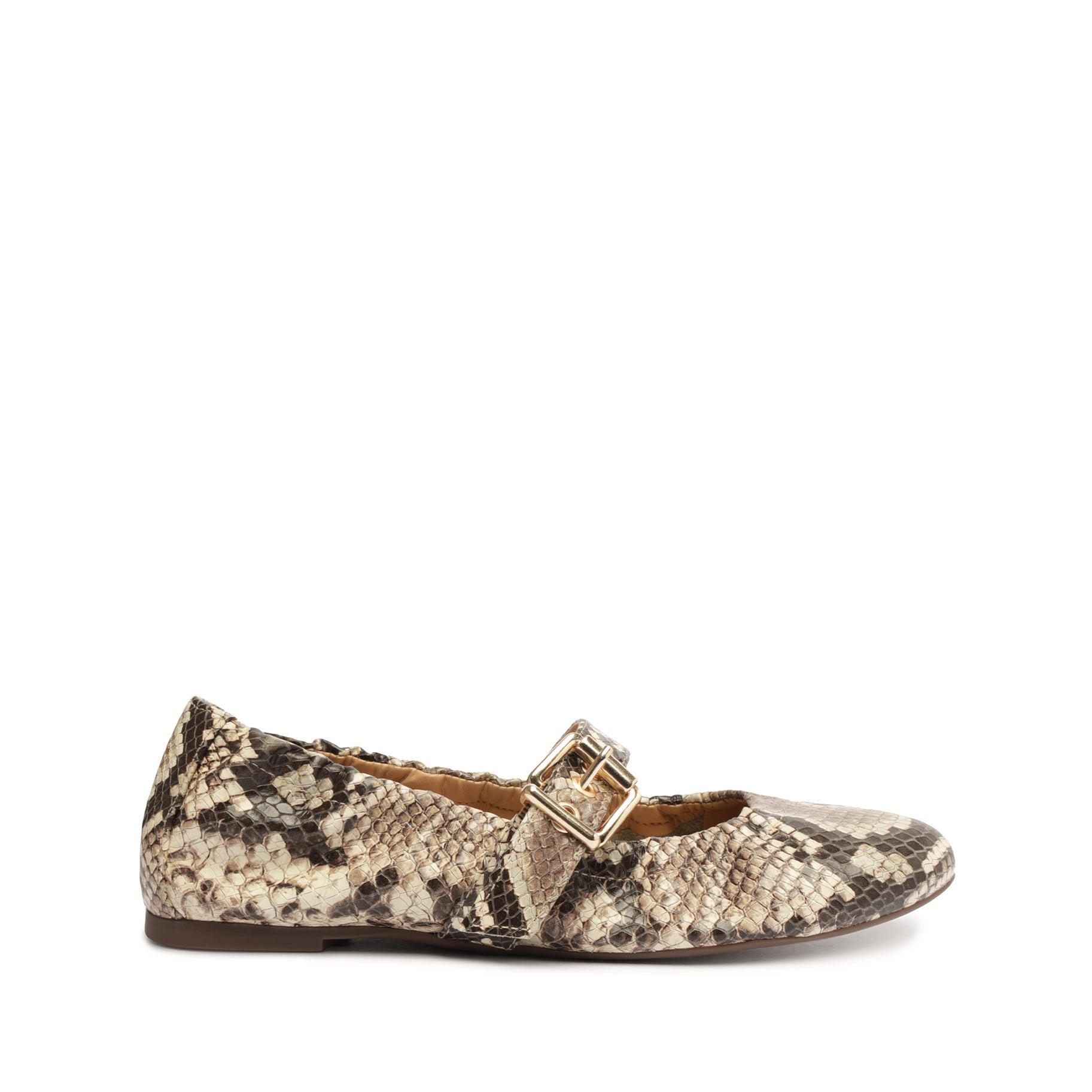 Calita Snake-Embossed Leather Flat Female Product Image