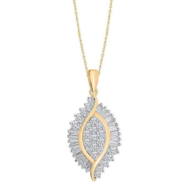 Irena Park 10k Gold 1 Carat T.W. Diamond Marquise Pendant Necklace, Womens Yellow Product Image