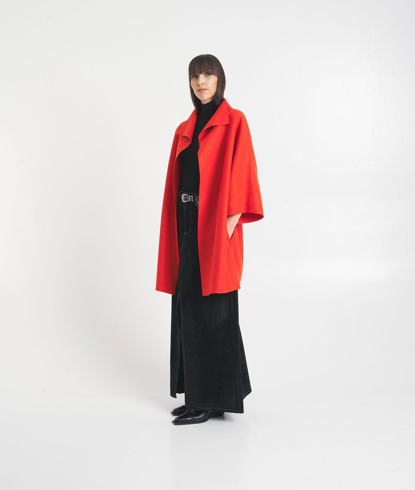 Kimono coat in pressed wool Product Image