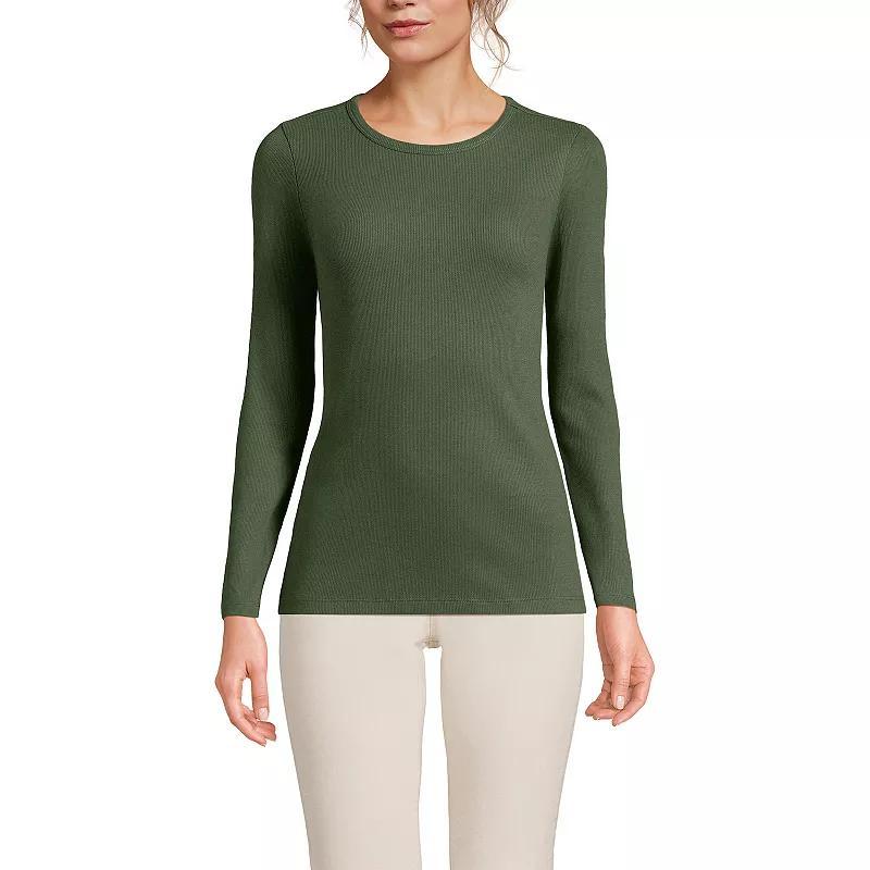 Lands End Womens Long Sleeve Micro Rib T-Shirt Product Image