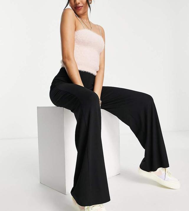 ASOS DESIGN Petite basic wide leg jersey pants Product Image