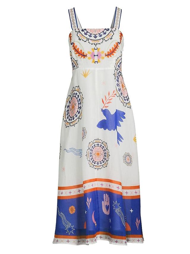 Womens Luisa Abstract Linen Midi-Dress Product Image