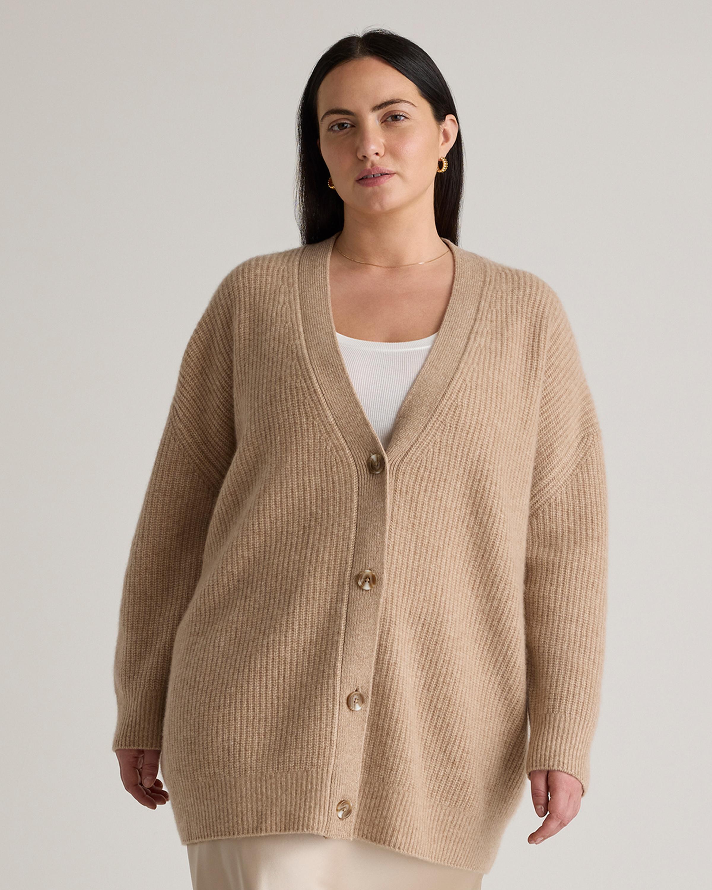 Mongolian Cashmere Oversized Boyfriend Cardigan Sweater - Plus Size product image