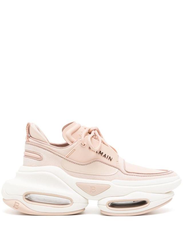 BALMAIN Logo-plaque Low-top Sneakers In Rose_clair Product Image