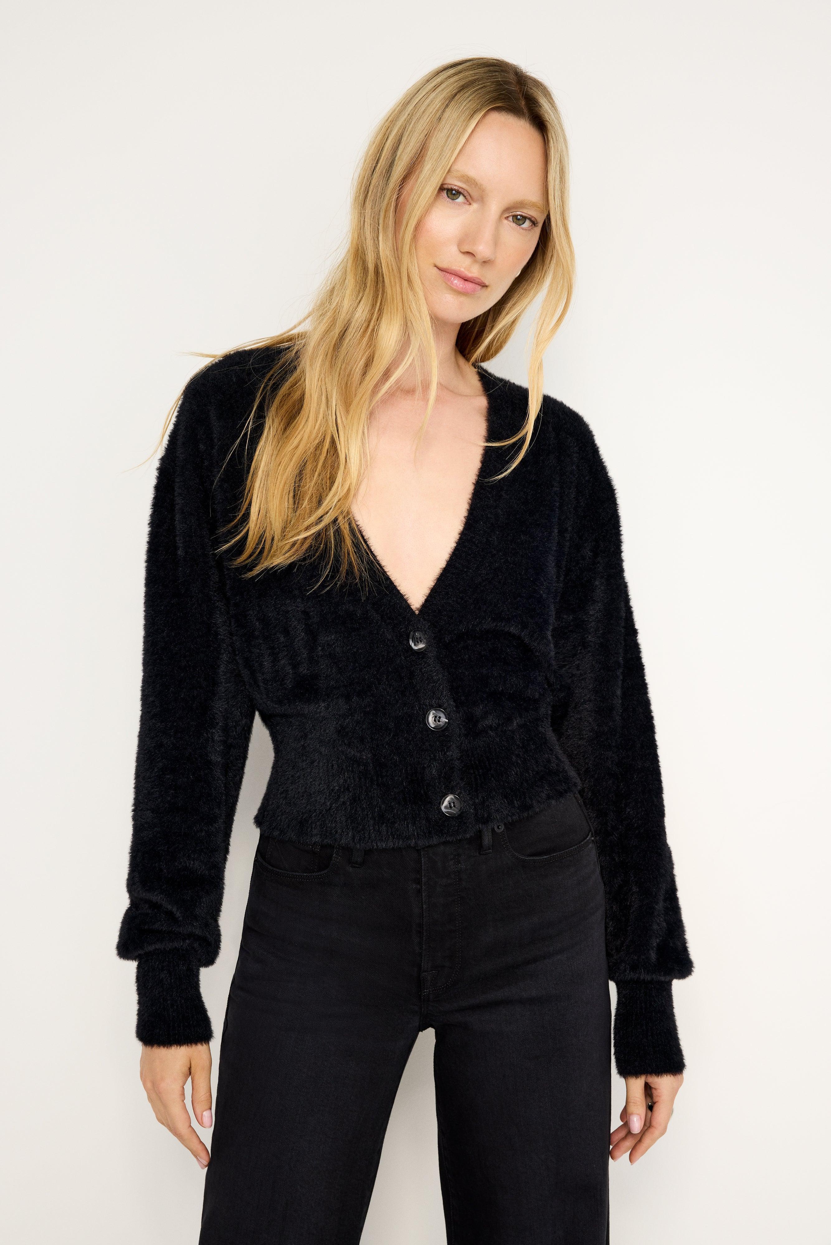 FUZZY CARDIGAN | BLACK001 Product Image