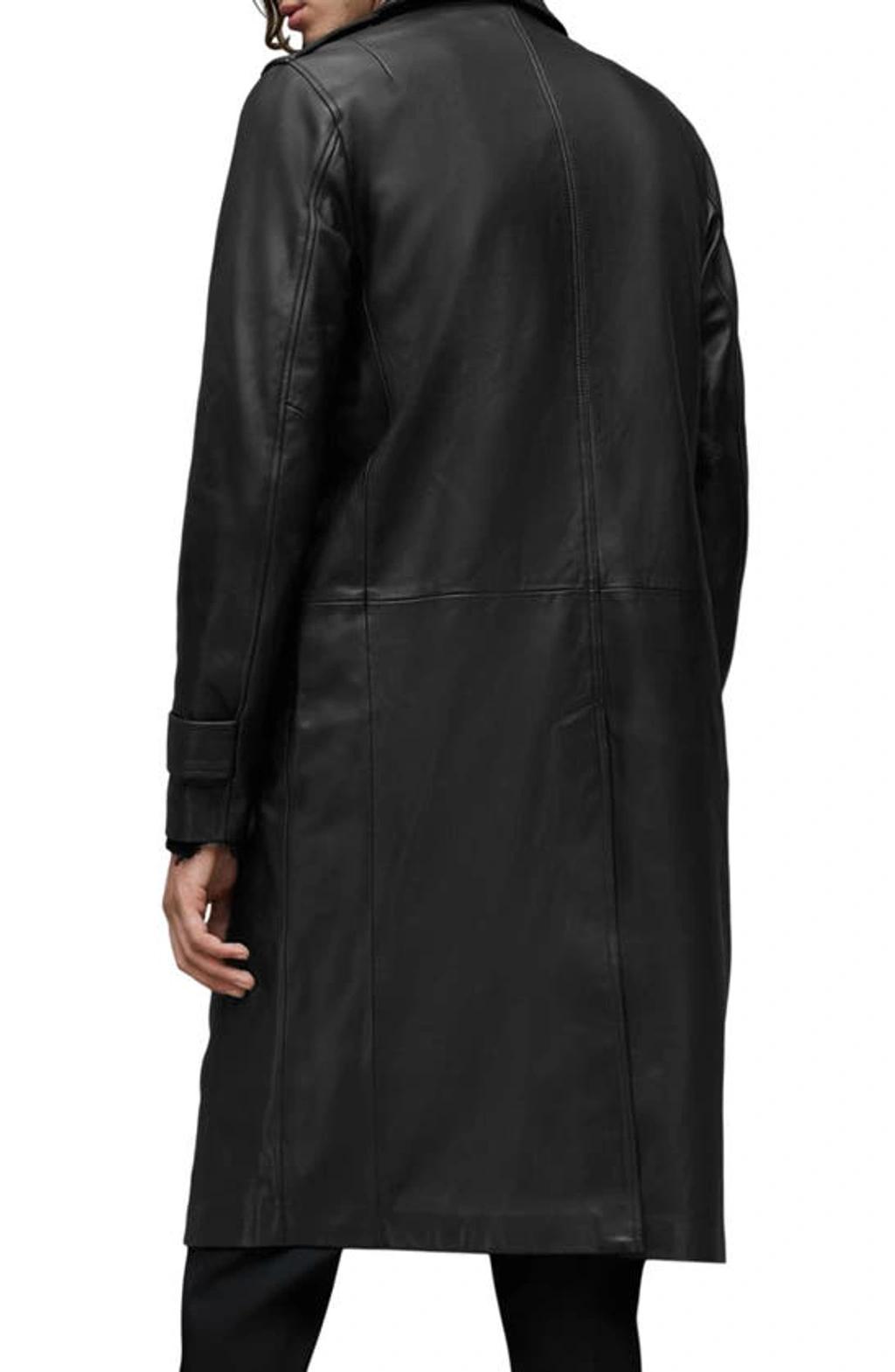 Oken Leather Trench Coat In Black Product Image