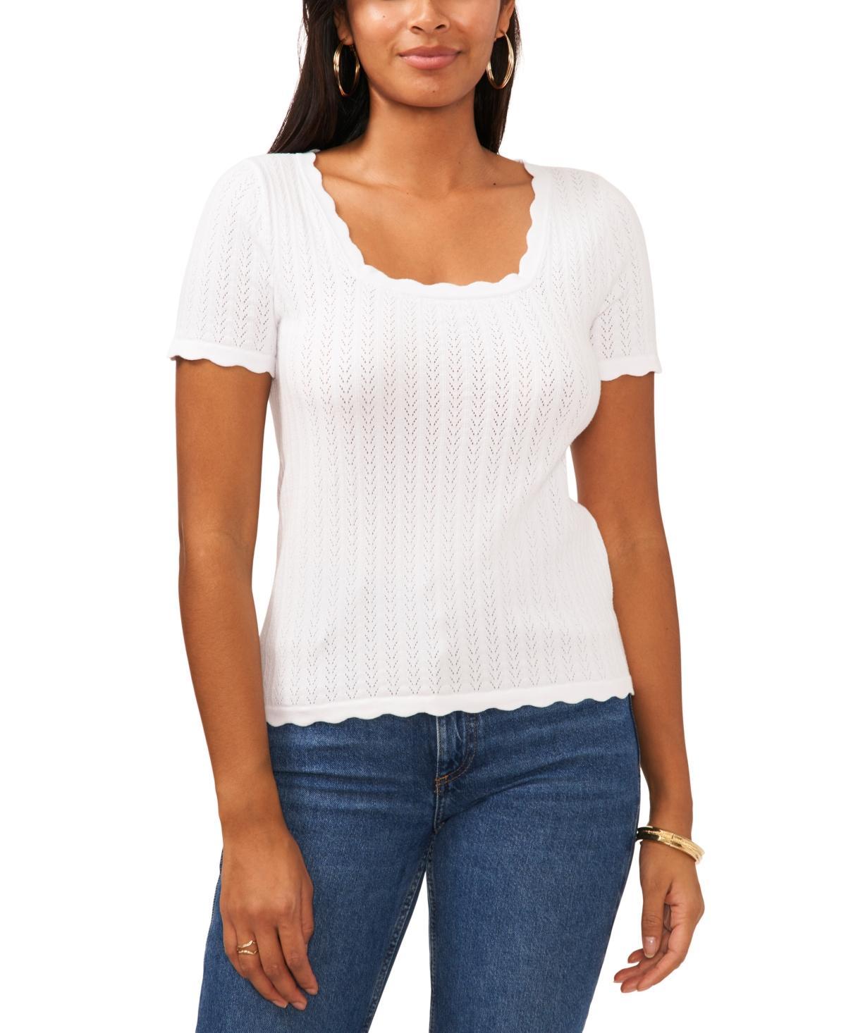 Sam & Jess Womens Pointelle Short-Sleeve Sweater product image