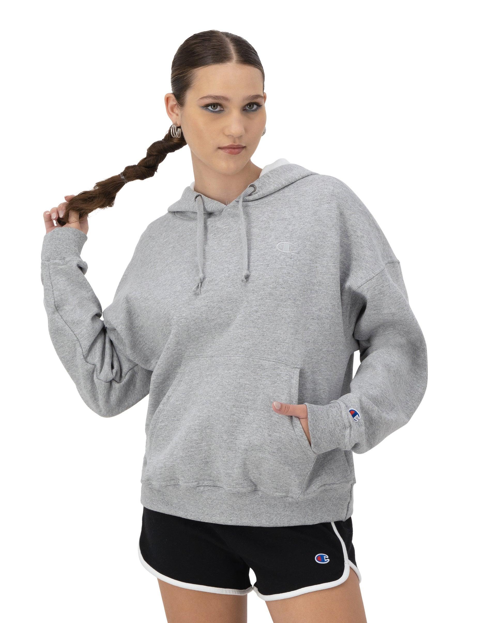 Womens Champion Powerblend Hoodie, C Logo Chantilly Pink S Product Image