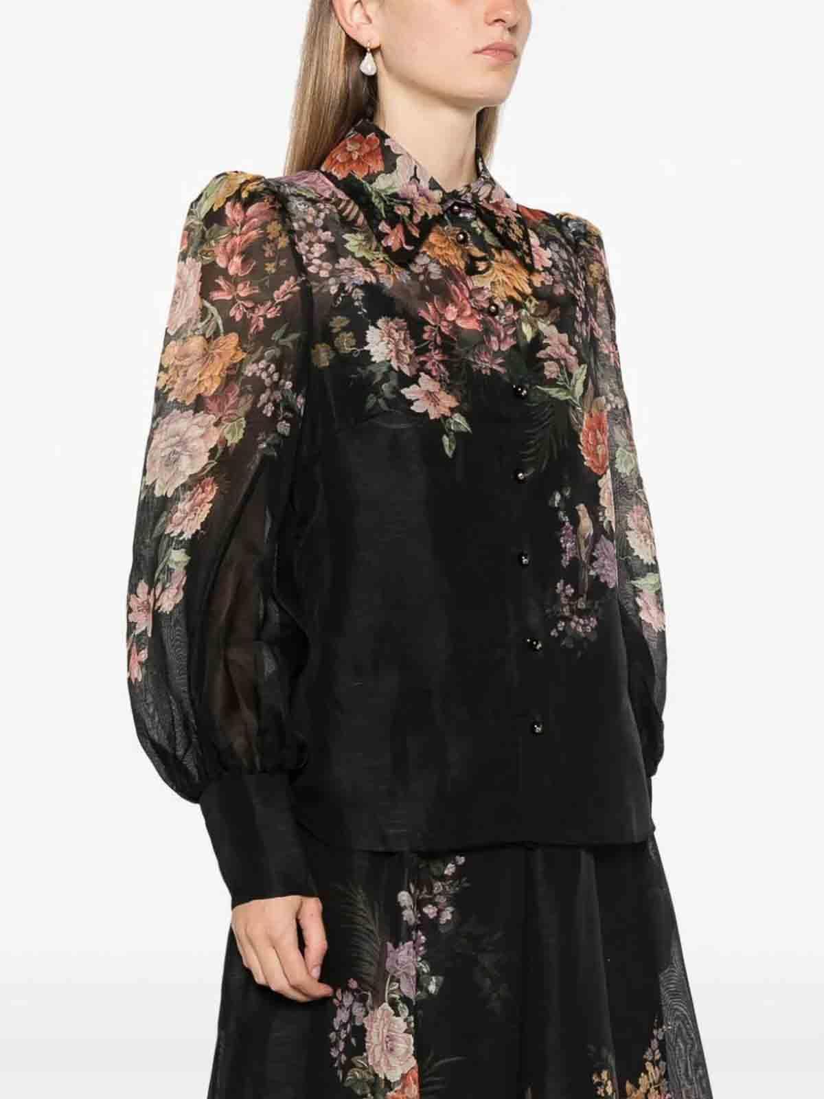 ZIMMERMANN Pavilion Tie Neck Blouse In Black Product Image