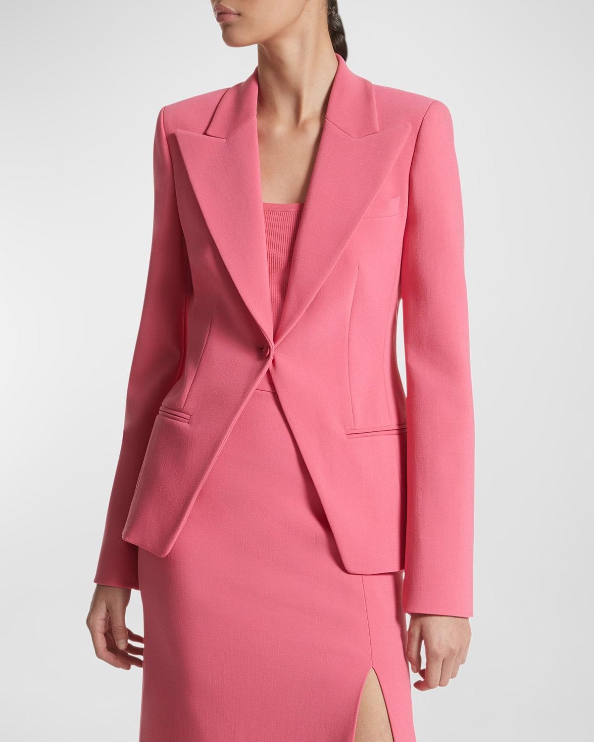 Womens Peak Lapel Wool-Blend Jacket Product Image