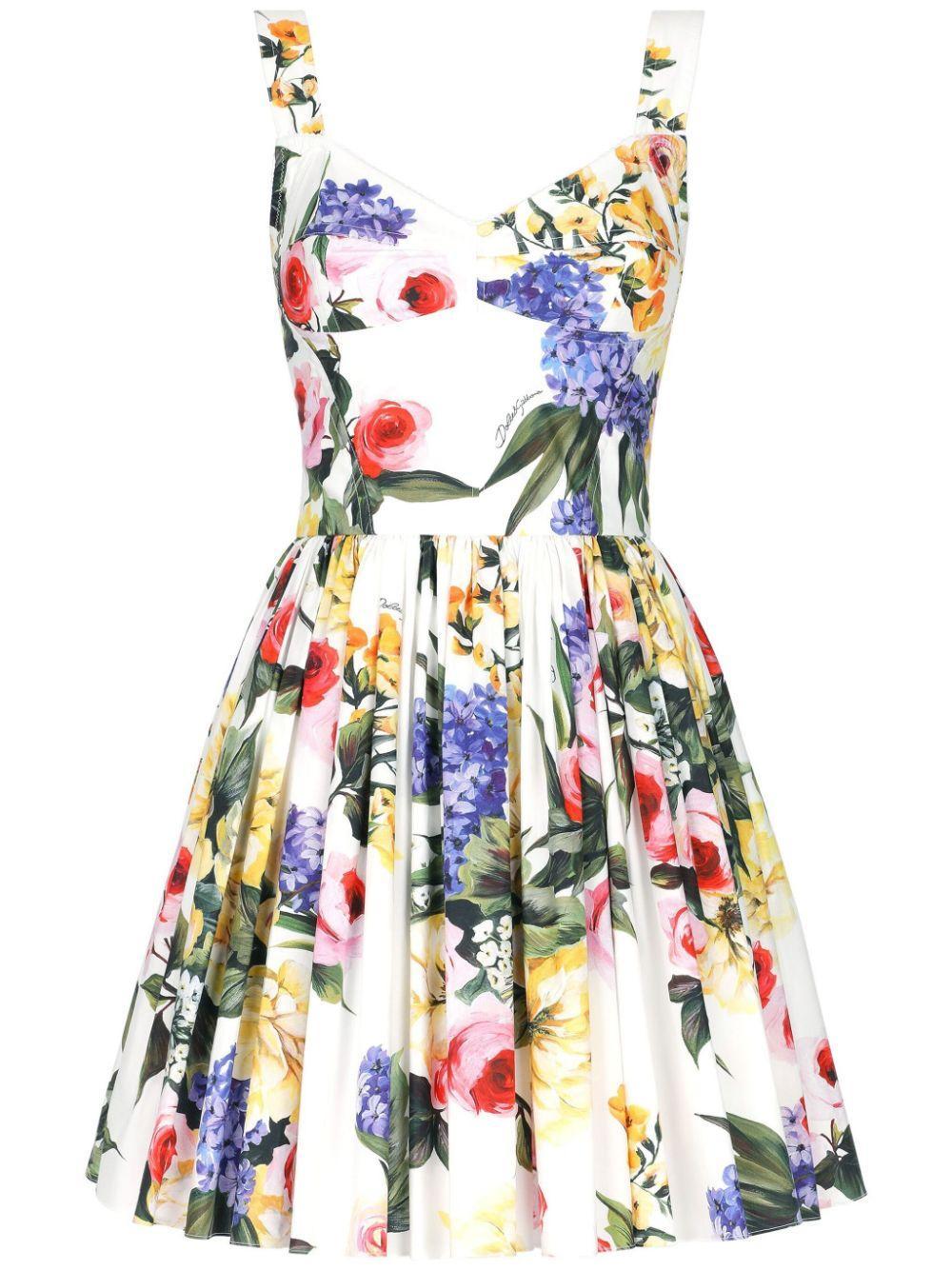 Minikleid Mit Blumen-print In White Product Image