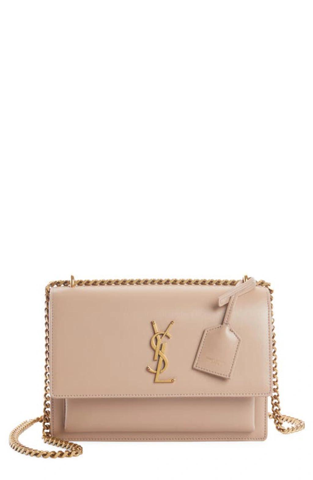 SAINT LAURENT Sunset Medium Leather Shoulder Bag In Neutrals Product Image