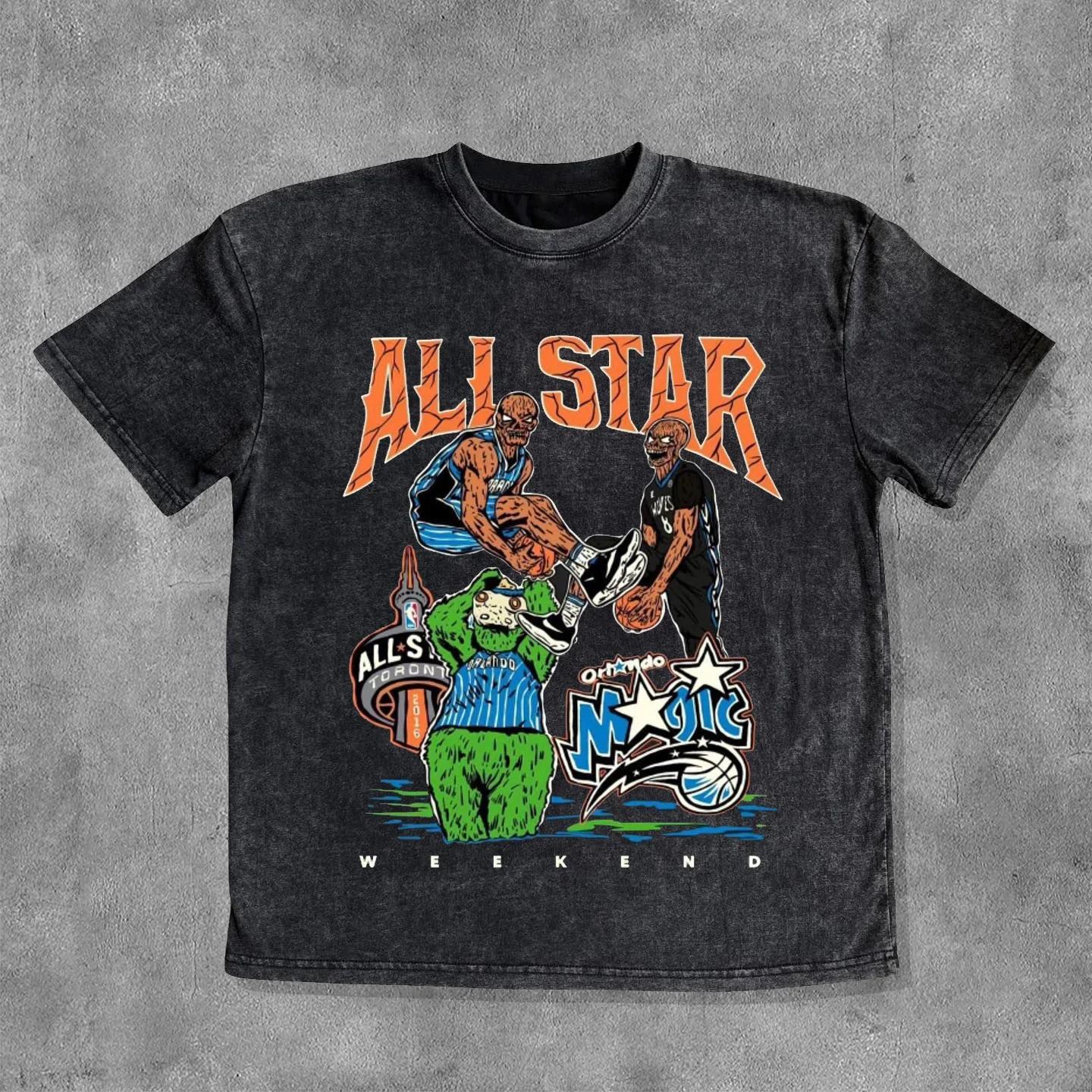 Sopula All Star Graphic Washed Basketball T-Shirt Product Image