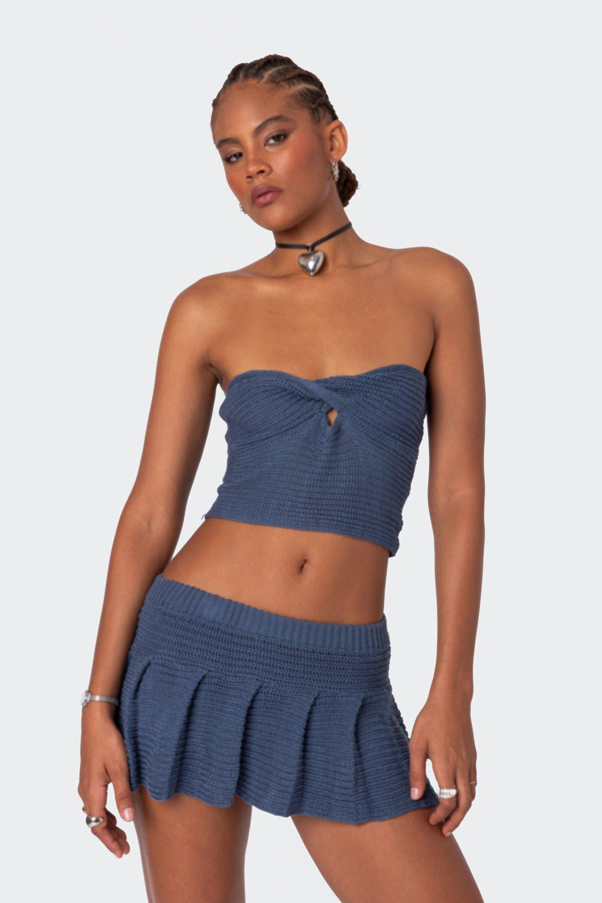 Edikted Women's Kiera Twist Front Knit Tube Top Product Image