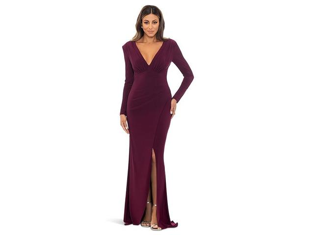 Xscape Evenings Long Sleeve Plunge Neck Gown Product Image