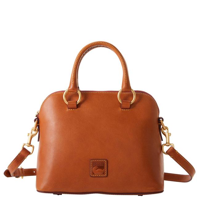 Dooney & Bourke Womens Florentine Domed Leather Satchel Bag in Natural Product Image