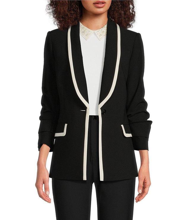 KARL LAGERFELD PARIS Stretch Contrast Trim Long Sleeve Jacket Product Image