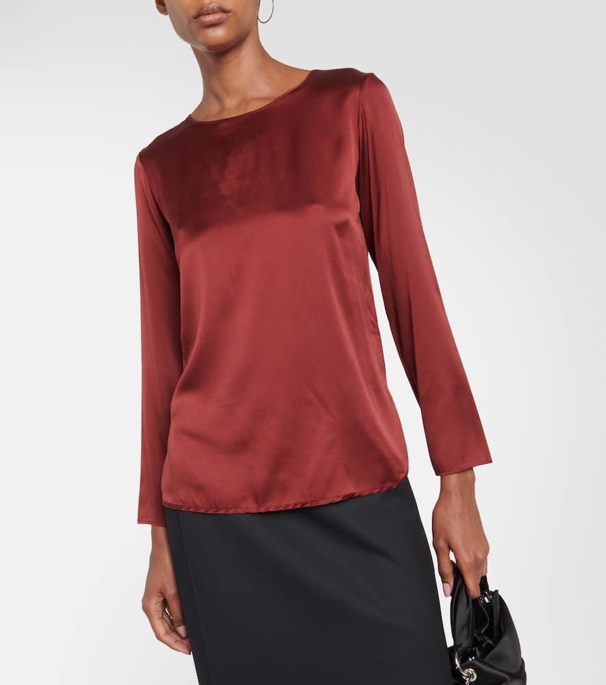 MAX MARA Leisure Moldava Stretch-silk Top In Brown Product Image