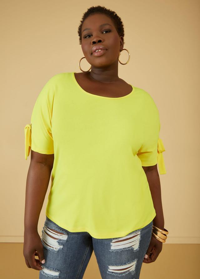 Plus Size Grommet Detailed Stretch Knit Top Ashley Stewart Product Image