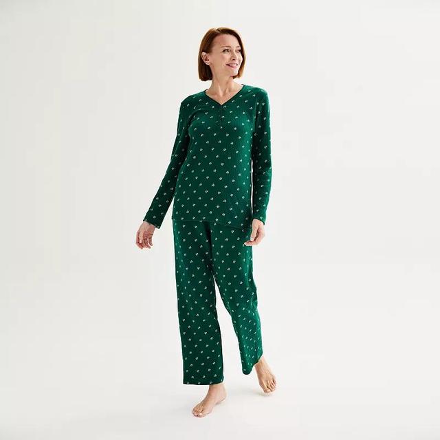 Womens Croft & Barrow Long Sleeve Pajama Top & Pajama Pants Sleep Set Product Image