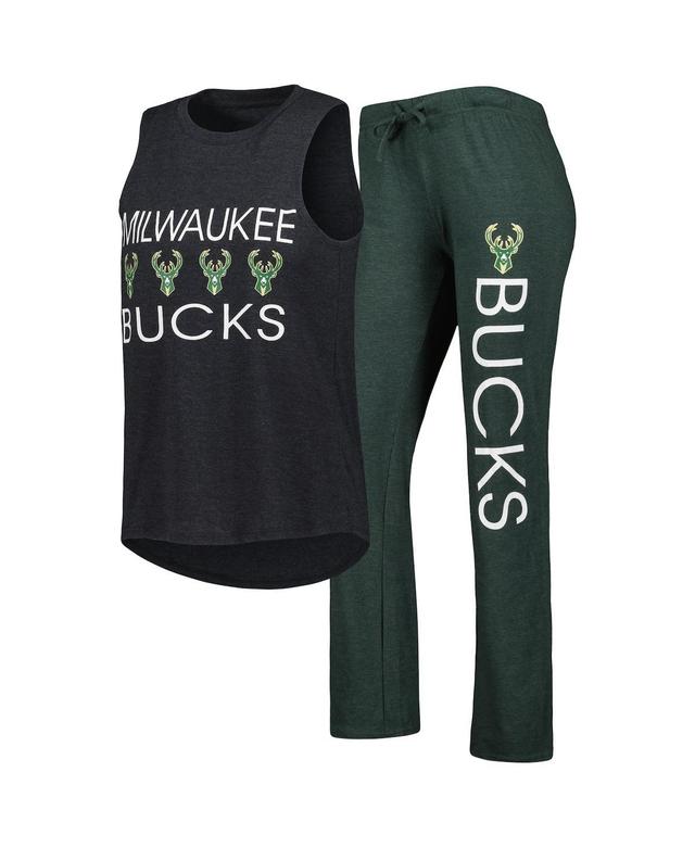 Womens Concepts Sport Hunter Green, Black Milwaukee Bucks Team Tank Top and Pants Sleep Set Product Image