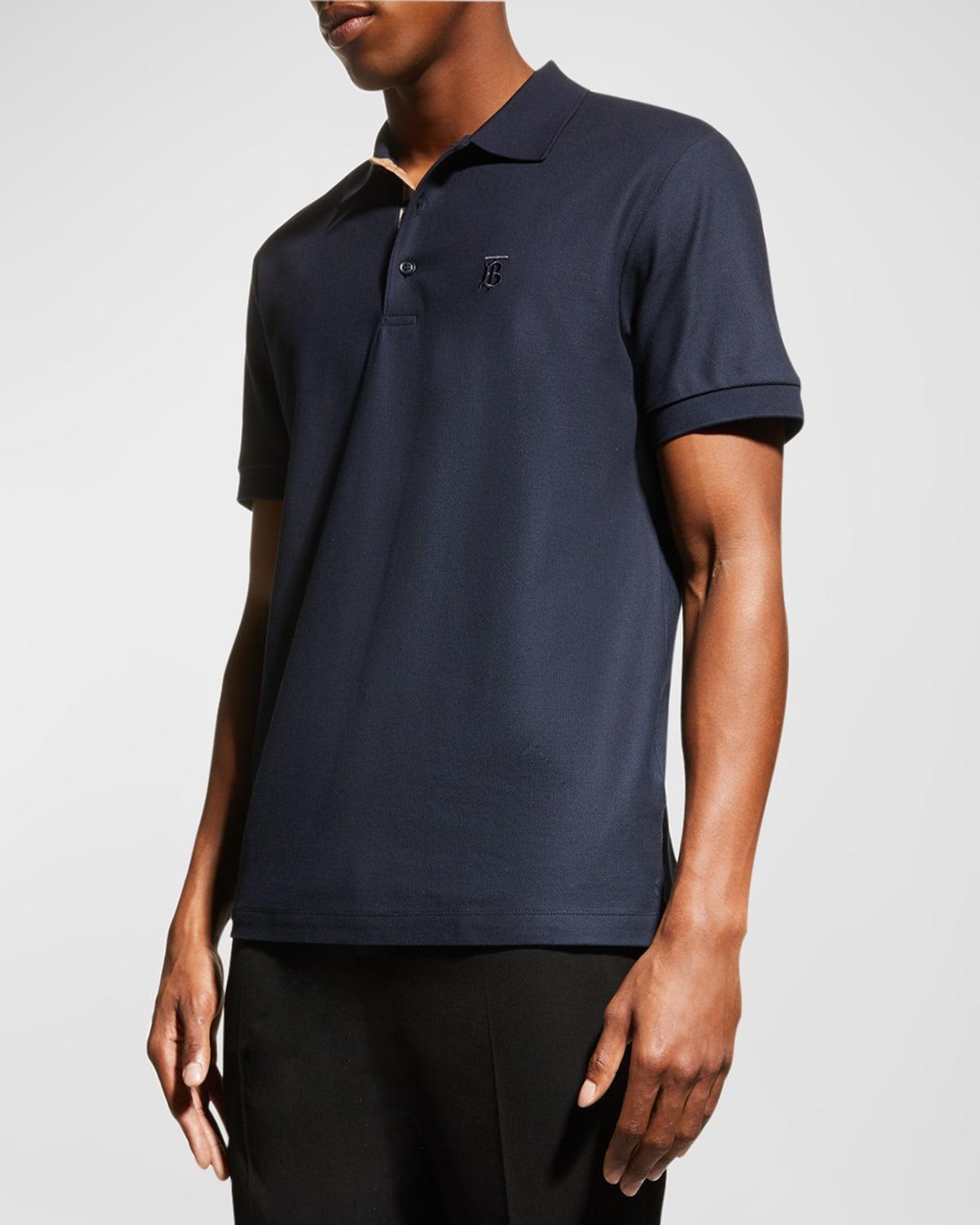 Mens Eddie Pique Polo Shirt, Navy Product Image