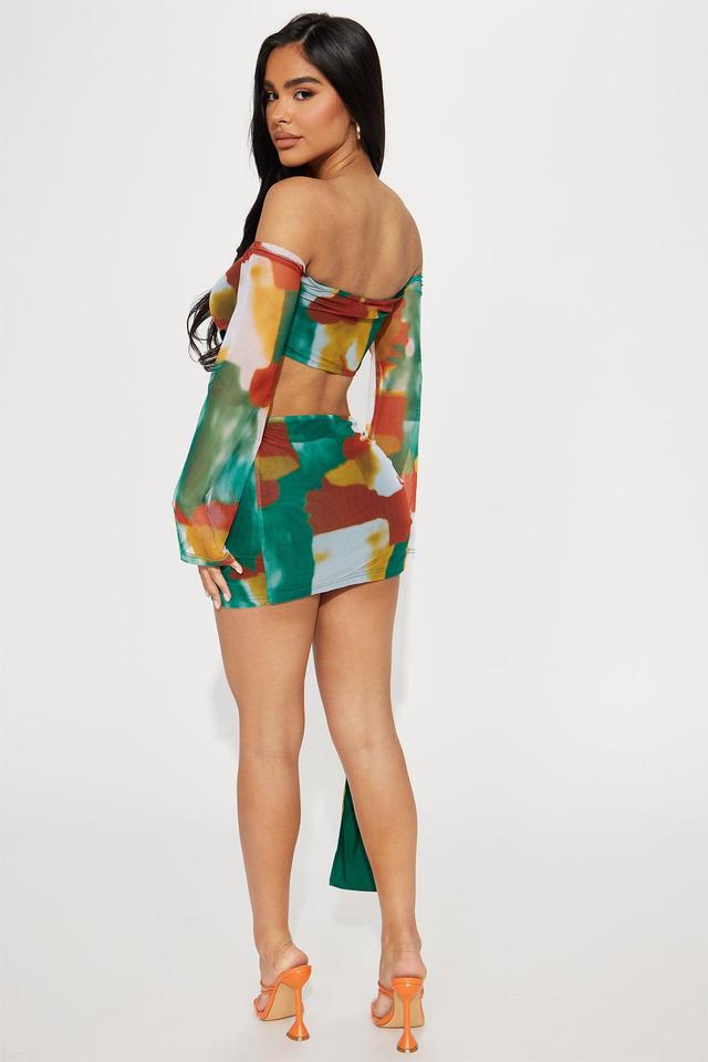 Get Off My Shoulders Mesh Mini Dress - Multi Color Product Image