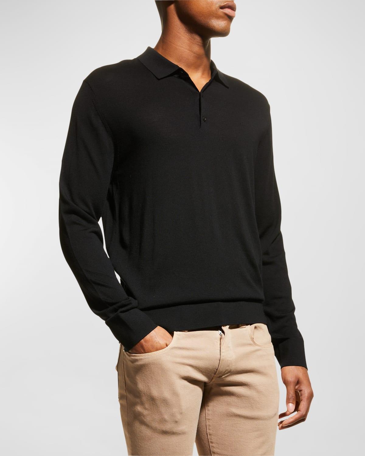 Mens Long-Sleeve Cashmere Polo Product Image