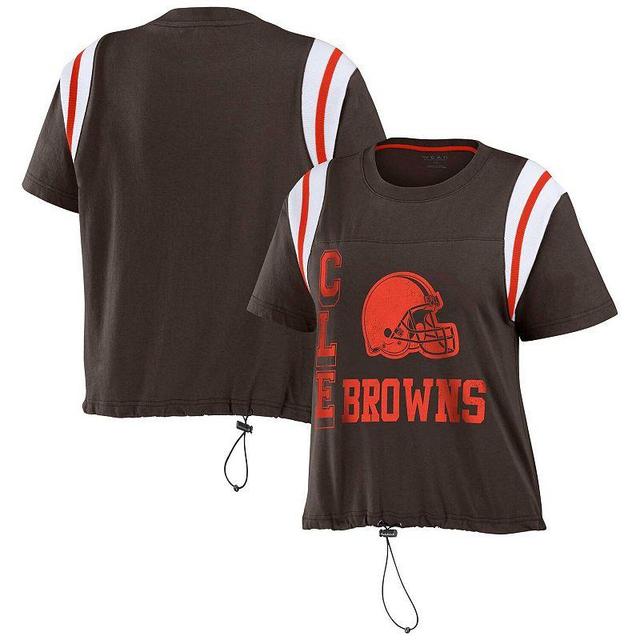 Womens WEAR by Erin Andrews Brown Cleveland Browns Cinched Colorblock T-Shirt Product Image