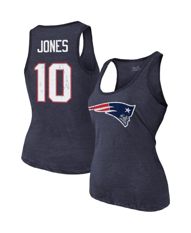 Womens Majestic Threads Mac Jones Navy New England Patriots Player Name and Number Tri-Blend Tank Top Product Image