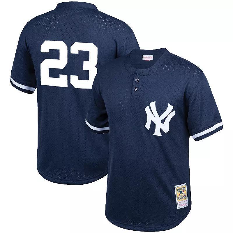 Mens Mitchell & Ness Don Mattingly New York Yankees Cooperstown Collection Big & Tall Mesh Batting Practice Jersey Blue Product Image