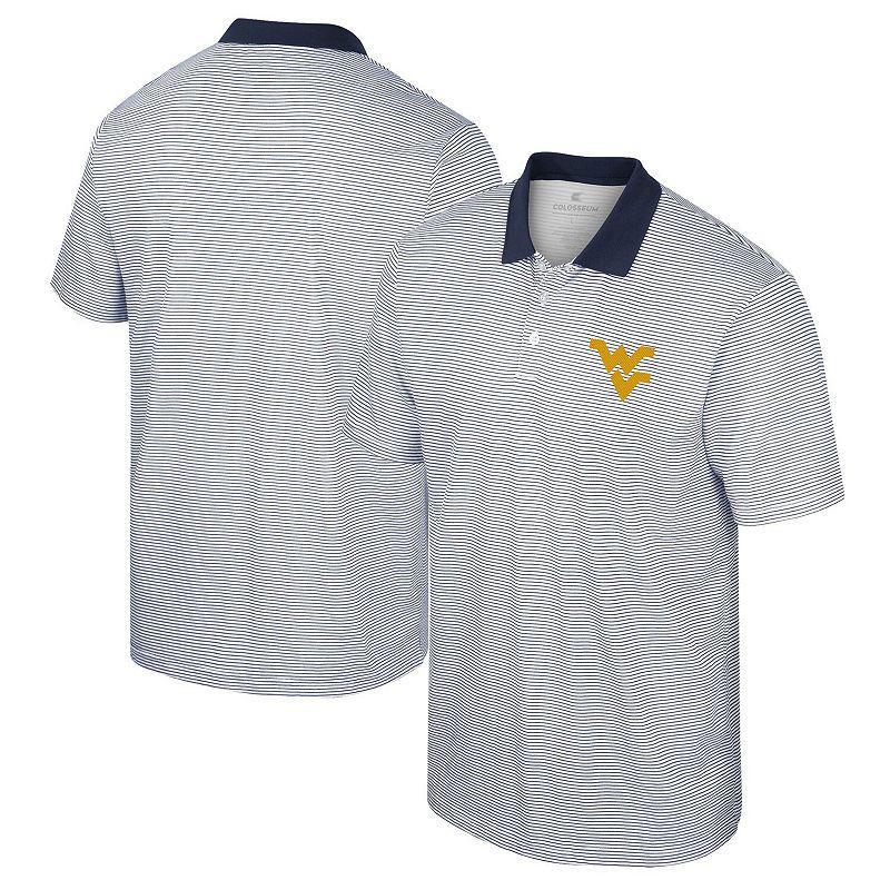 Mens Colosseum /Navy West Virginia Mountaineers Print Stripe Polo Product Image