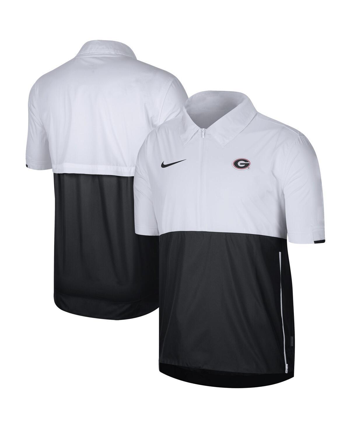 NIKE White Georgia Bulldogs Coaches Half-zip Pullover Jacket Product Image